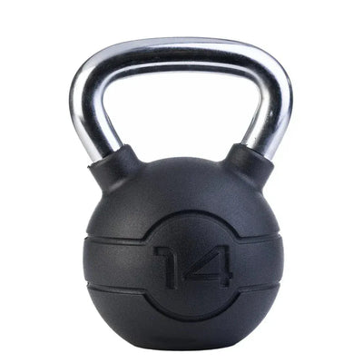 JORDAN 14kg Black rubber kettlebell with chrome handle (each)