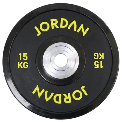 JORDAN 15kg Urethane Competition Plate - Black with Yellow text