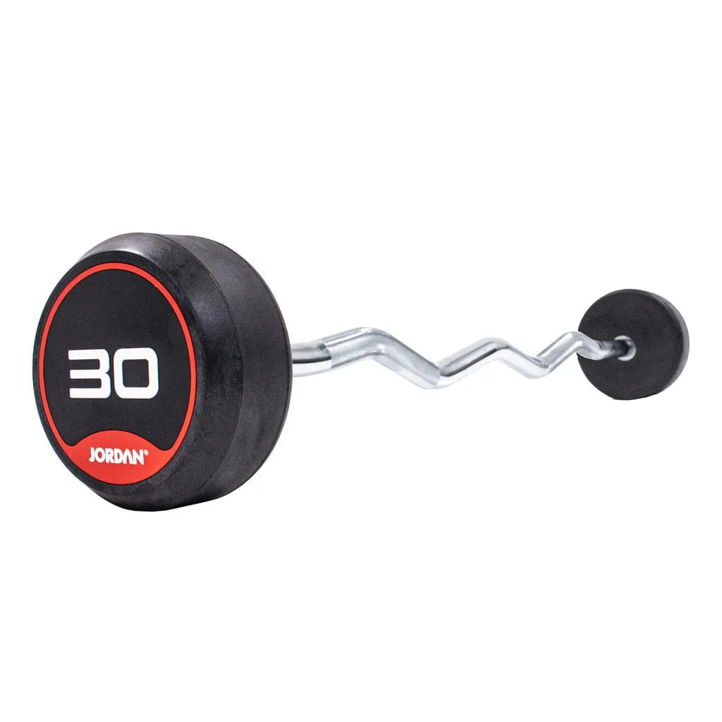 JORDAN 30kg  Rubber Barbell - Curl Bar - Red