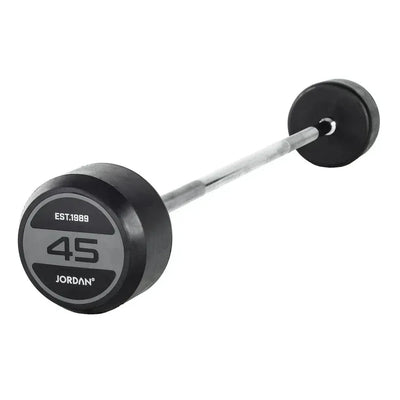 JORDAN 45kg Rubber Barbell - Straight Bar - Grey