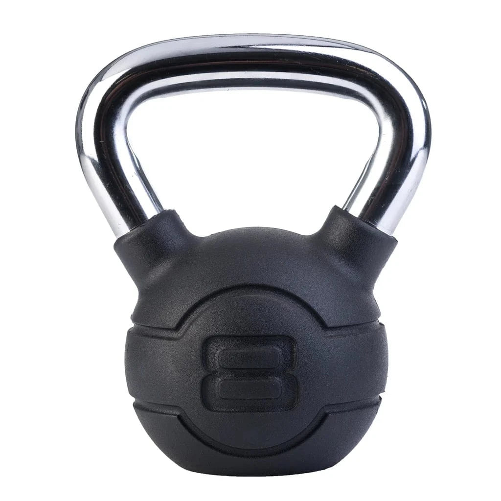 Jordan 8kg Czarna gumowa kettlebell z chromowanym uchwytem (każdy)
