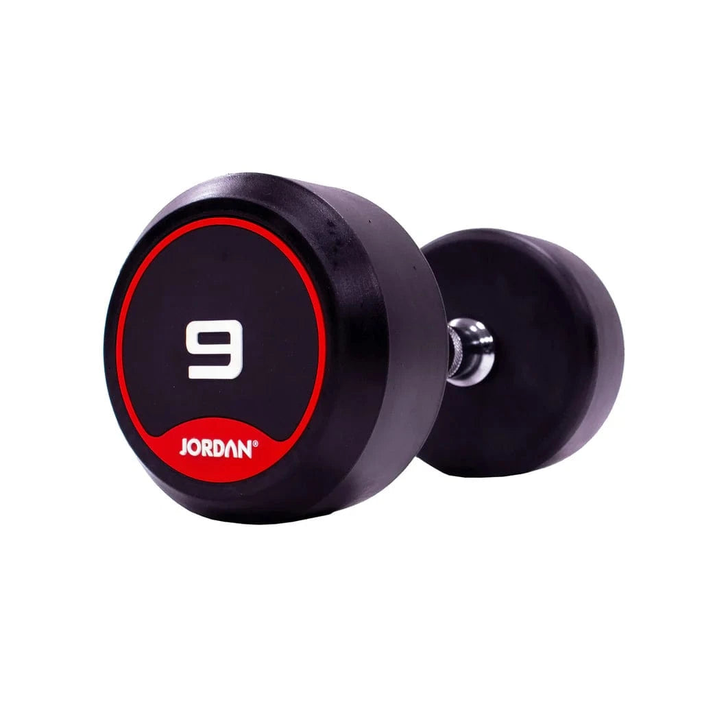 JORDAN 9kg Rubber Dumbbells (Pair) - Red