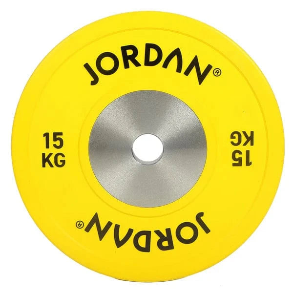 Plate da competizione in gomma calibrata da 15 kg di Jordan (giallo)
