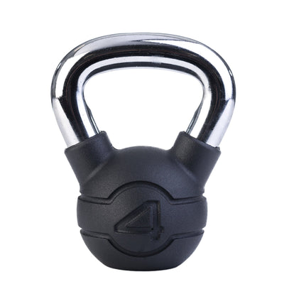 JORDAN 4kg Black rubber kettlebell with chrome handle (each) - Welzo