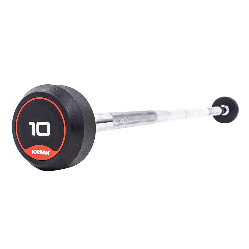 JORDAN 10kg Rubber Barbell - Straight Bar - Red - Welzo