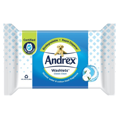Andrex Classic Clean Washlets Flushable Wipes Pack of 36 - welzo