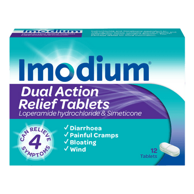 Imodium Dual Action Relief Tablets Pack of 12 - welzo