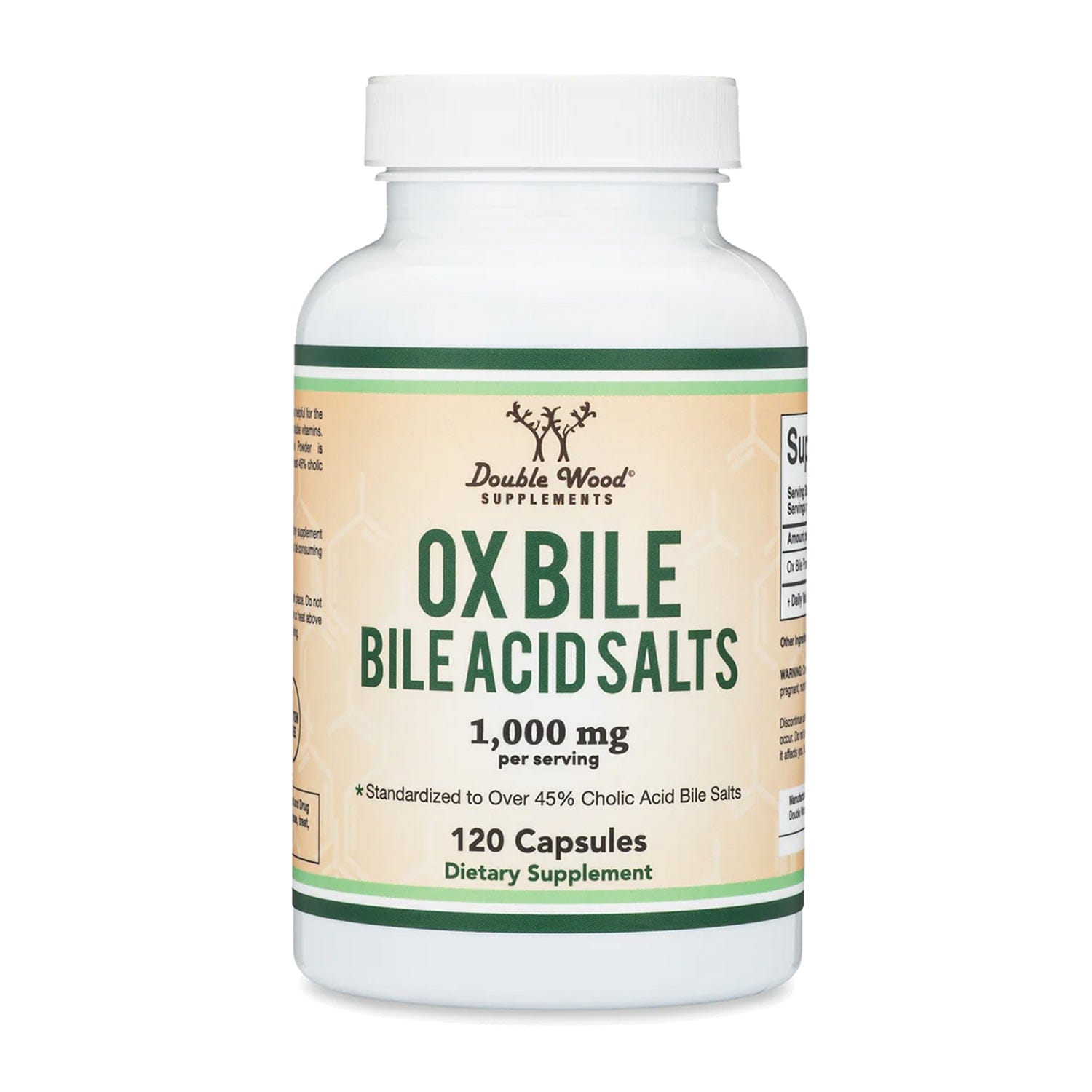 Double Wood Ox Bile Acid Salts - 120 x 500 mg capsules - Welzo