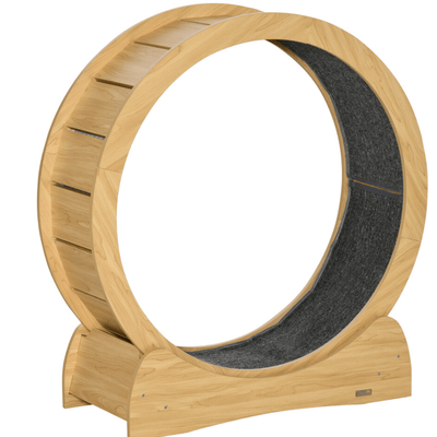 Wooden Cat Exercise Wheel - Silent Running Fitness Toy with Detachable Carpet