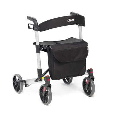 X Fold Lightweight Folding Rollator Walker with Seat & Storage Bag – Drive Devilbiss Mobility Aid (8" Wheels)