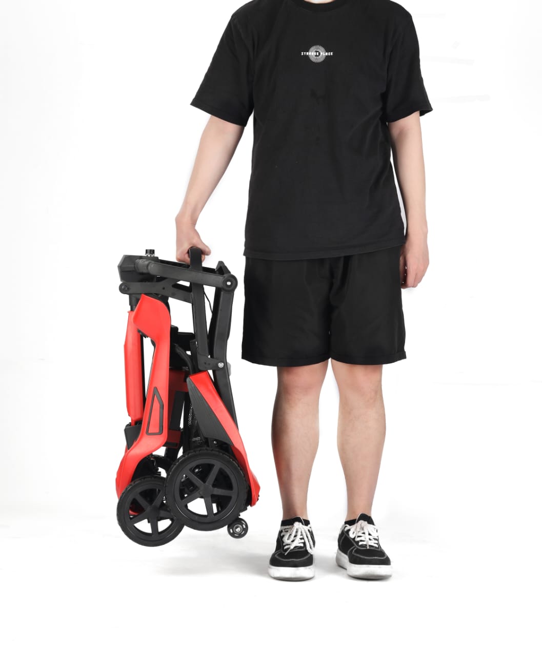 Welzo Red FreeFold X Lightweight 16KG Foldable Mobility Scooter – Portable Electric Scooter, Lithium Battery, 30km Range