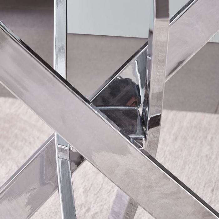 100 cm kulatý skleněný jídelní stůl - černé zkřížené ocelové nohy - Amara Collection (kopie)