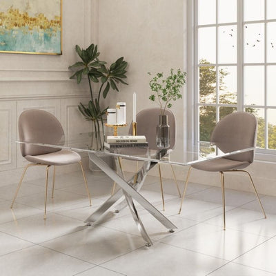 Tavolo da pranzo in vetro rettangolare da 150 cm - Amara con gambe in metallo nero (copia)