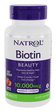 Biotin Natural Strawberry Flavor 10000 mcg 60 Fast Dissolve Tablets - Natrol - welzo