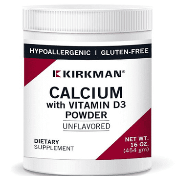Calcium with Vitamin D3 Powder 454g - Kirkman Labs (Hypoallergenic) - welzo