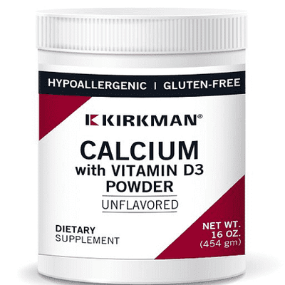 Calcium with Vitamin D3 Powder 454g - Kirkman Labs (Hypoallergenic) - welzo
