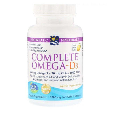 Complete Omega-D3 (Lemon) 1000 mg, 60 Soft Gels - Nordic Naturals - welzo