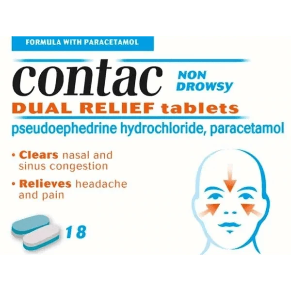 Contac Non-drowsy Dual Relief Capsules Pack of 18 - welzo