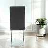 Dark Grey Faux Leather Dining Chairs Set of 4 – Cordoba High Back with Silver Legs