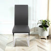 Dark Grey Faux Leather Dining Chairs Set of 4 – Cordoba High Back with Silver Legs
