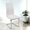 White Faux Leather Dining Chairs – Set of 2 Cordoba Modern Chrome Leg Chairs