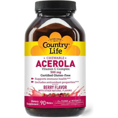 Country Life Chewable Acerola 500mg 90 Berry Flavour Wafers
