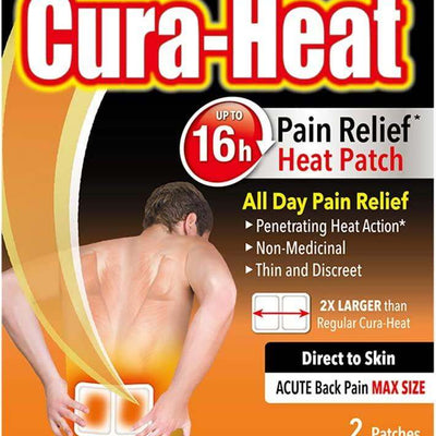 Cura-Heat Acute Back Pain Max Size Direct to Skin Patches Pack of 2 - welzo