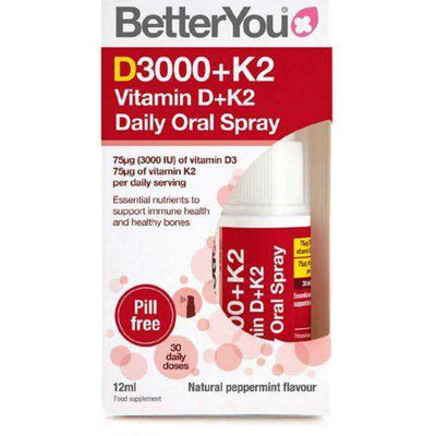 D3000 + K2 Daily Oral Spray 12ml - BetterYou - welzo
