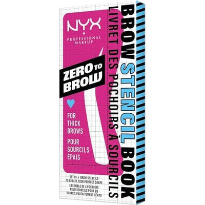 NYX Professional Makeup Brow Stencils for Thick Eyebrows Set of 4 Templates Round Straight Arched and Extra Long Zero to Brow Thick Brows Stencil Book 1 count