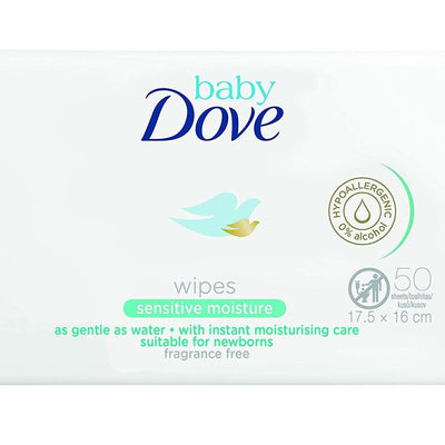Dove Baby Sensitive Skin Care Moisturising Baby Wipes Pack of 50 - welzo