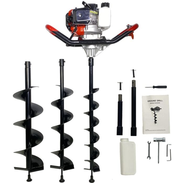 52cc benzine Earth Auger hek na gat borer grondboor en 2 extns