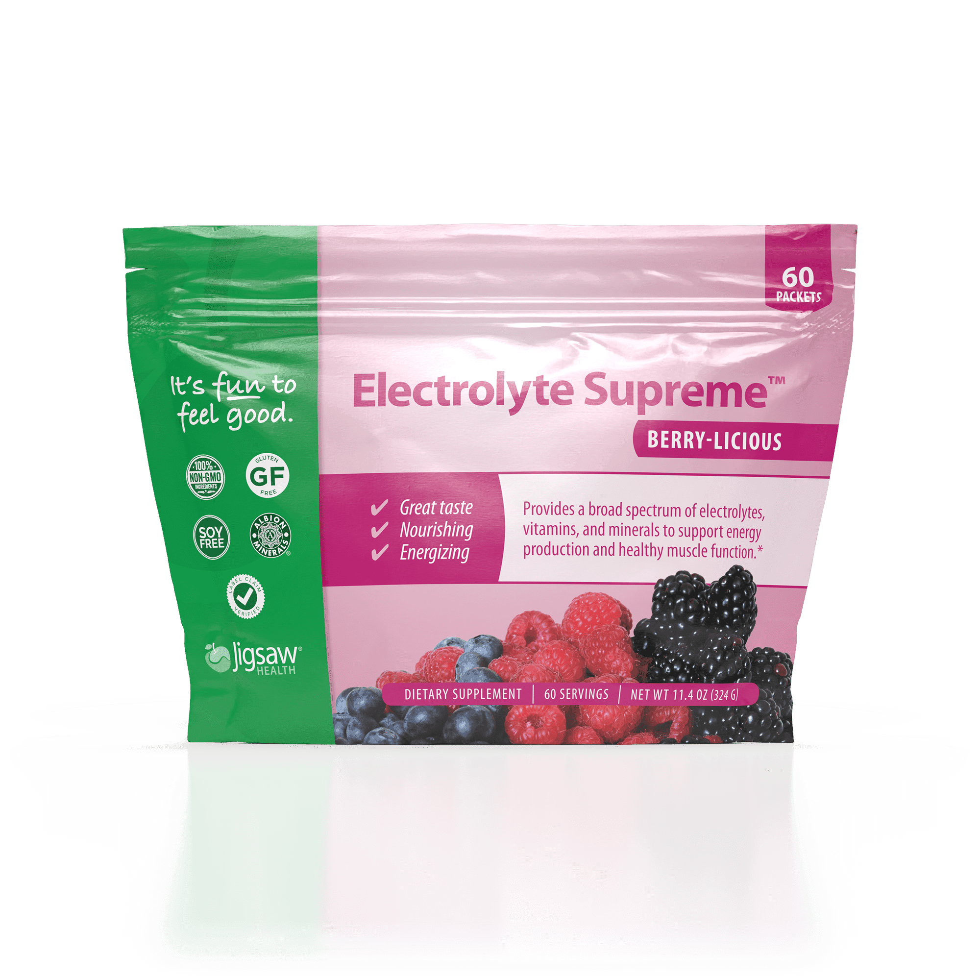Electrolyte Supreme™ Berry-Licious flavour, 60 packets - Jigsaw Health - welzo