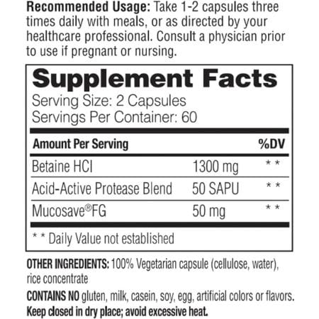 Enzymedica Betaine HCI 600mg