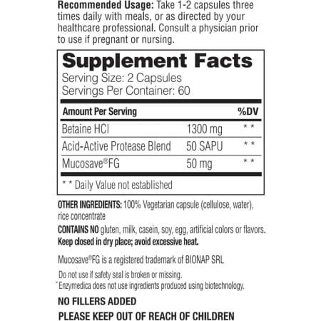 Enzymedica Betaine HCI 600mg