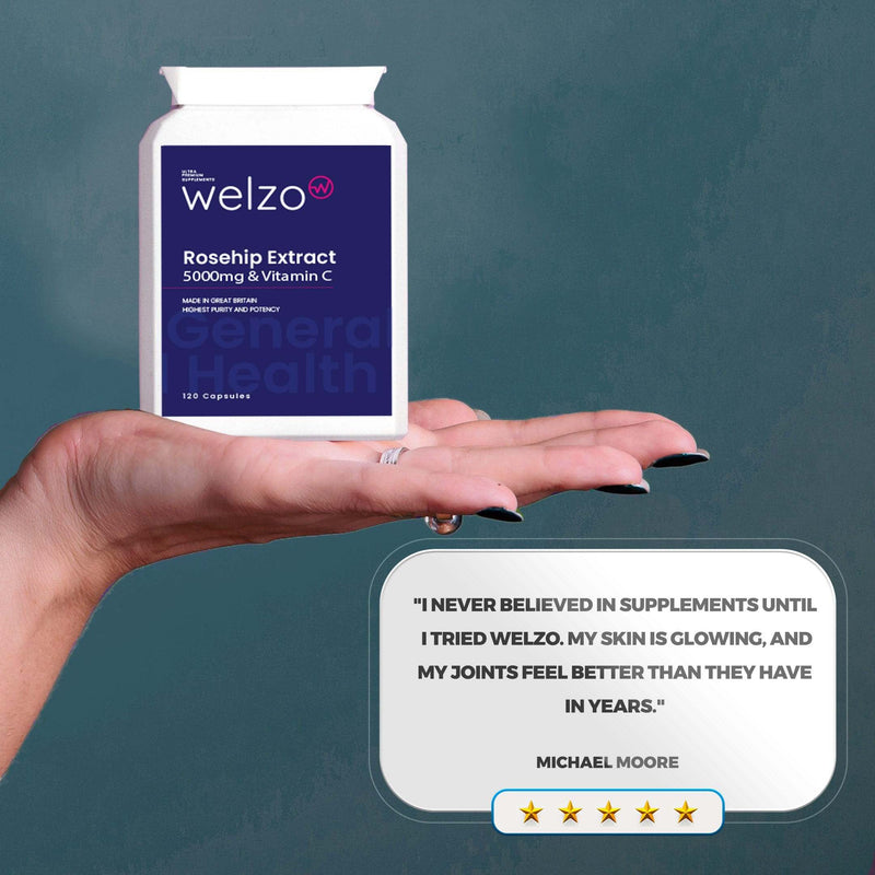 Welzo Rosehip Extract 5000mg & Vitamin C 120 Capsules