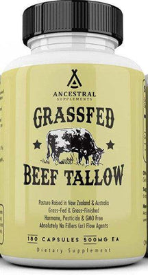 Grass Fed Beef Tallow (from Suet) 180 caps - Ancestral Supplements - welzo
