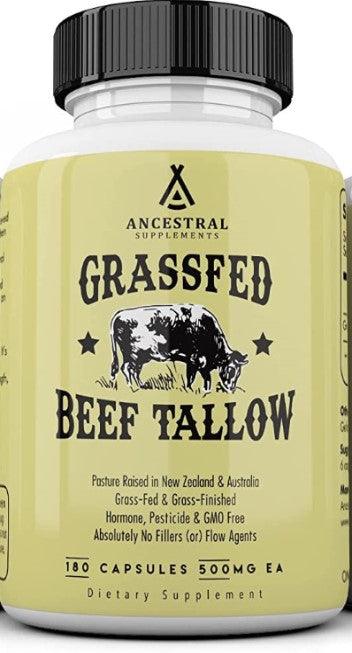 Grass Fed Beef Tallow (from Suet) 180 caps - Ancestral Supplements - welzo