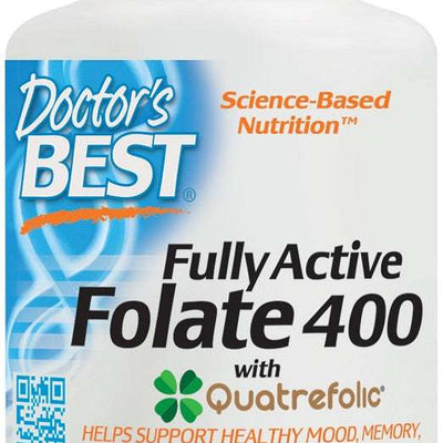 Doctor's Best Fully Active Folate 400 with Quatrefolic, 400mcg - 90 vcaps