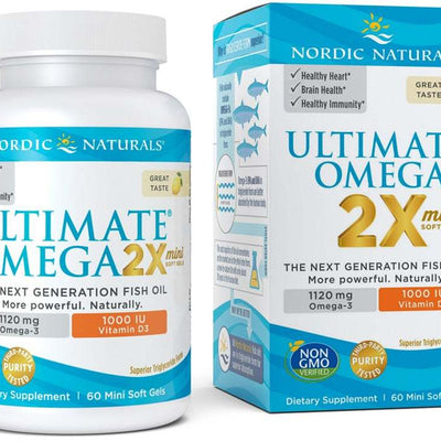 Nordic Naturals Ultimate Omega 2X Mini with Vitamin D3, 1120mg Lemon - 60 mini softgels