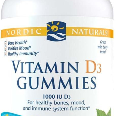 Nordic Naturals Vitamin D3 Gummies, 1000 IU Wild Berry - 120 gummies