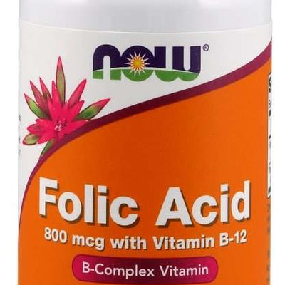 NOW Foods Folic Acid with Vitamin B12, 800mcg - 250 tablets