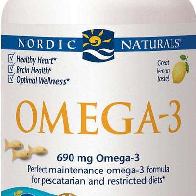 Nordic Naturals Omega-3, 690mg Lemon (Fish Gelatin) - 60 softgels