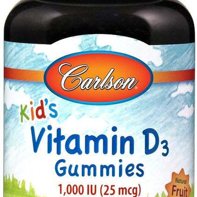 Carlson Labs Kid's Vitamin D3 Gummies, 1000 IU Natural Fruit - 60 gummies