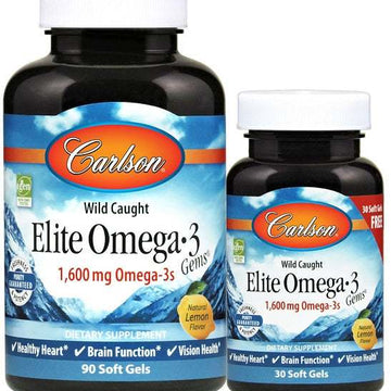 Carlson Labs Elite Omega-3 Gems, 1600mg Natural Lemon - 90 + 30 softgels