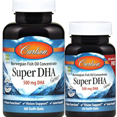 Carlson Labs Super DHA Gems, 500mg - 60 + 20 softgels