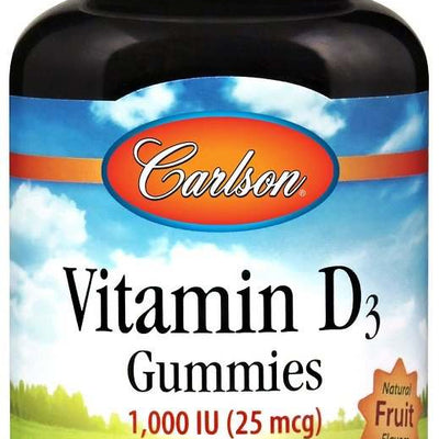 Carlson Labs Vitamin D3 Gummies, 1000 IU Natural Fruit - 60 gummies