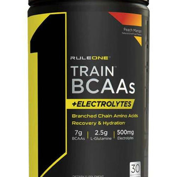 Rule One Train BCAAs + Electrolytes, Peach Mango - 450 grams