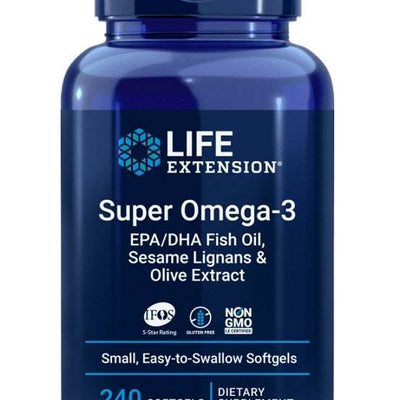 Life Extension Super Omega-3 EPA/DHA with Sesame Lignans & Olive Extract - 240 softgels