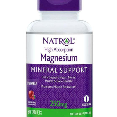 Natrol High Absorption Magnesium, 250mg (Cranberry Apple) - 60 chewable tabs