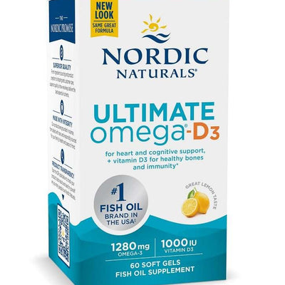 Nordic Naturals Ultimate Omega-D3 Fish Oil, 1280mg Lemon - 60 softgels